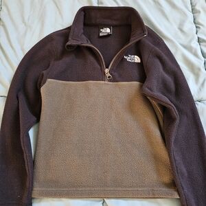 The North Face Kid's Zip-Up Pullover Fleece- Black and Gray Size (6)